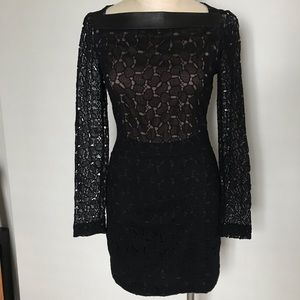 Diane von Furstenberg black long sleeve lace dress size 2.